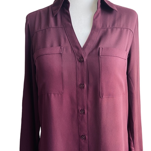 Express Burgundy Blouse - Picture 2 of 6